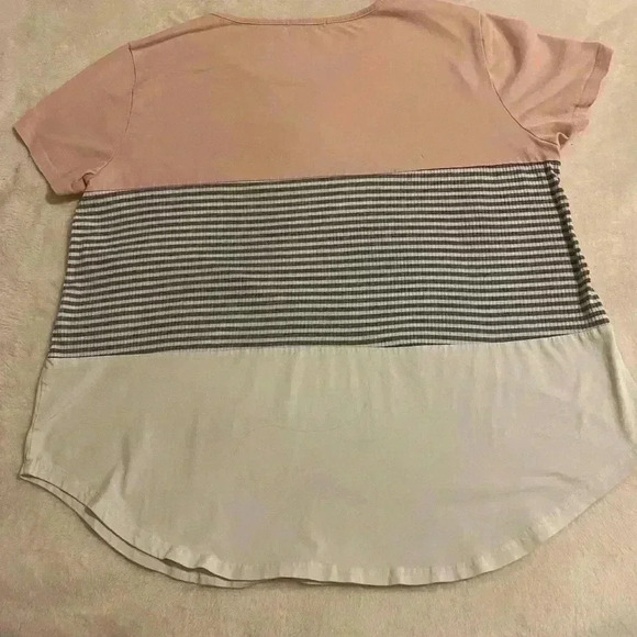 SHEIN tri color top in pink gray & white stripes & white womens size 0XL - Picture 5 of 5